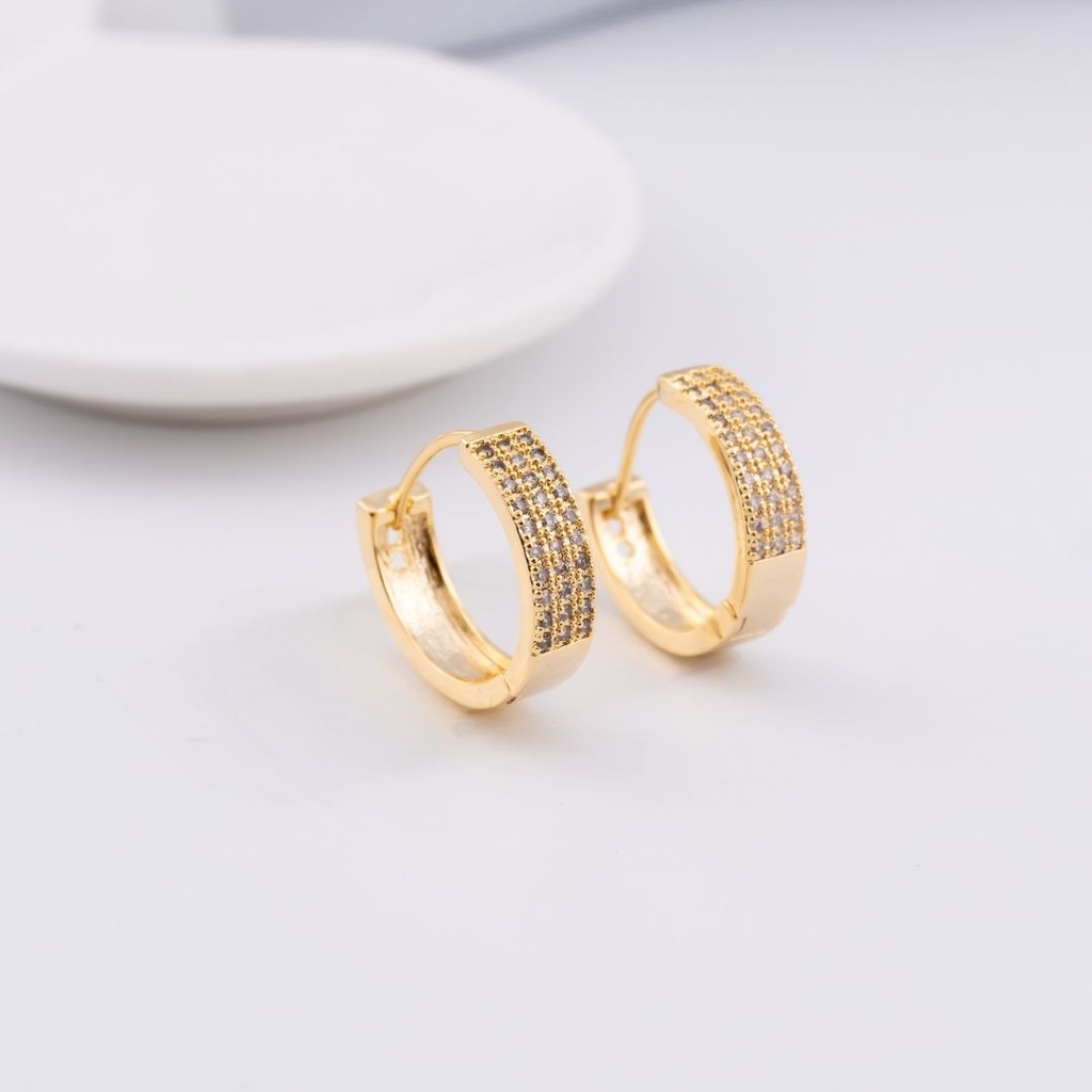 Aretes  argolla con zirconias BAÑO 18K