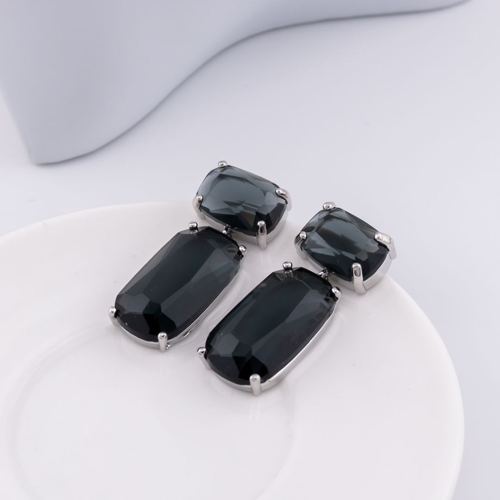 Aretes  colgantes con zirconias BAÑO 18K