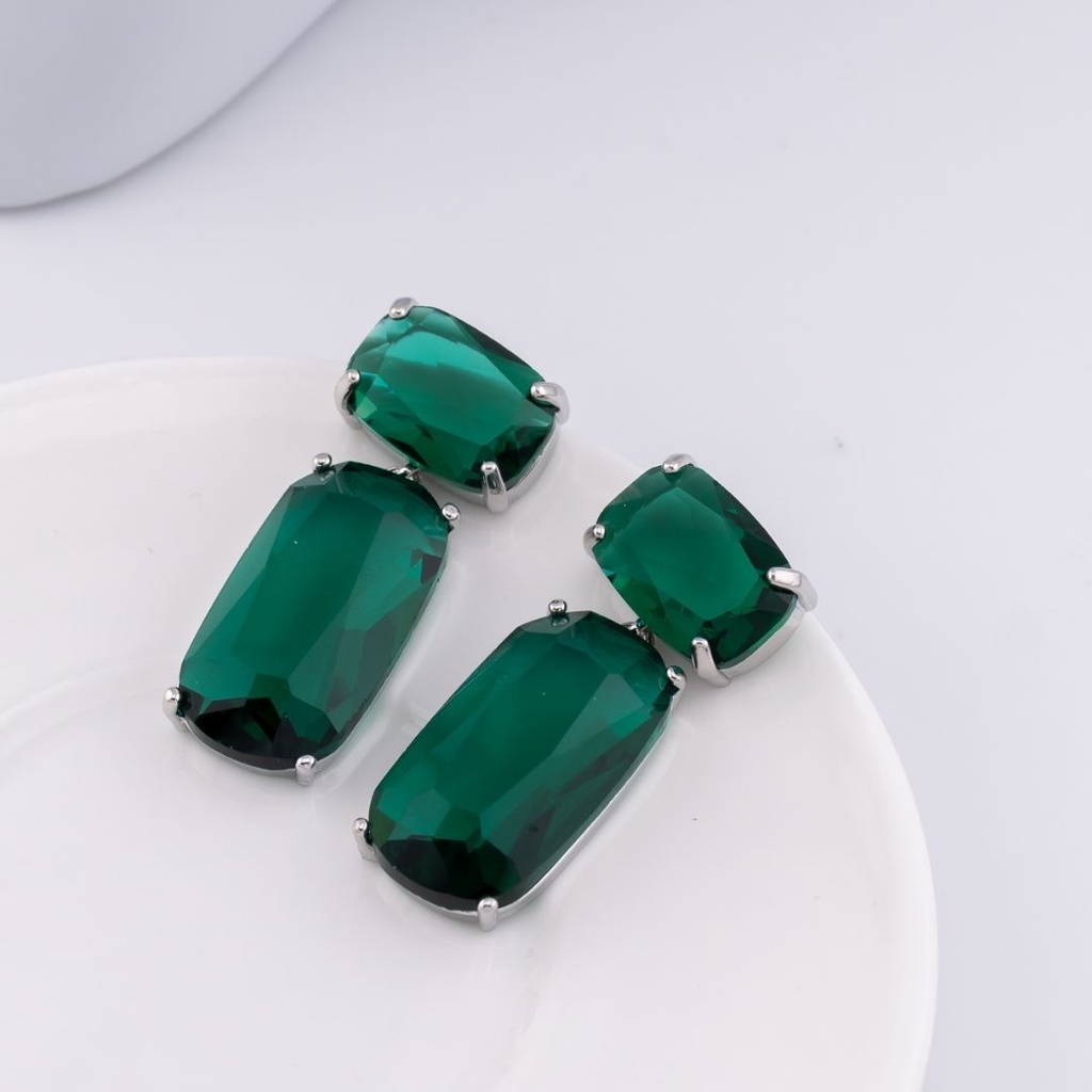 Aretes  colgantes con zirconias BAÑO 18K