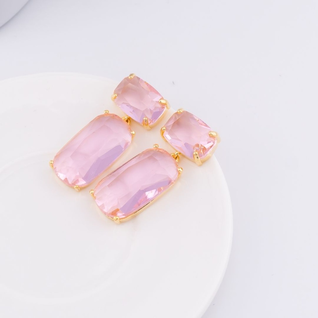 Aretes  colgantes con zirconias BAÑO 18K