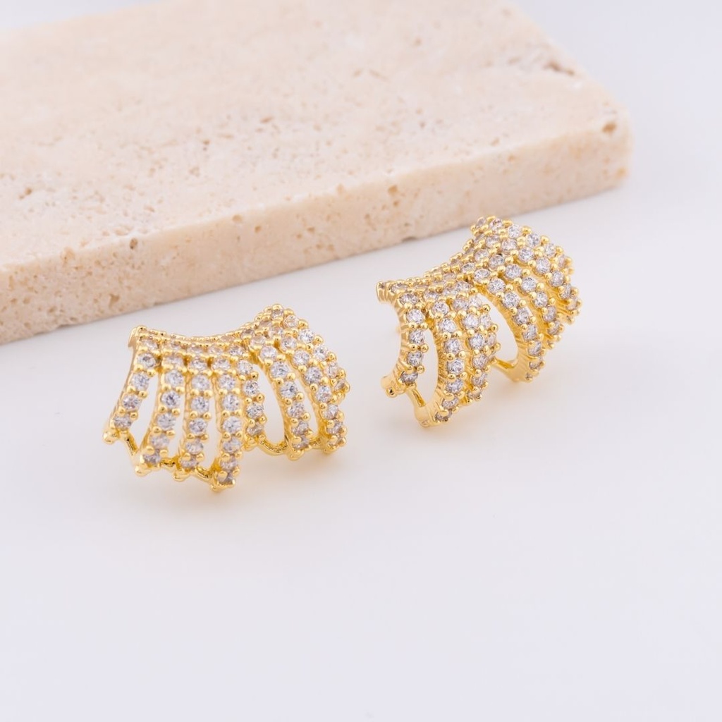 Aretes con zirconias BAÑO 18K
