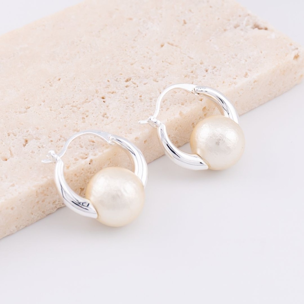 Aretes argolla con perla BAÑO 18K