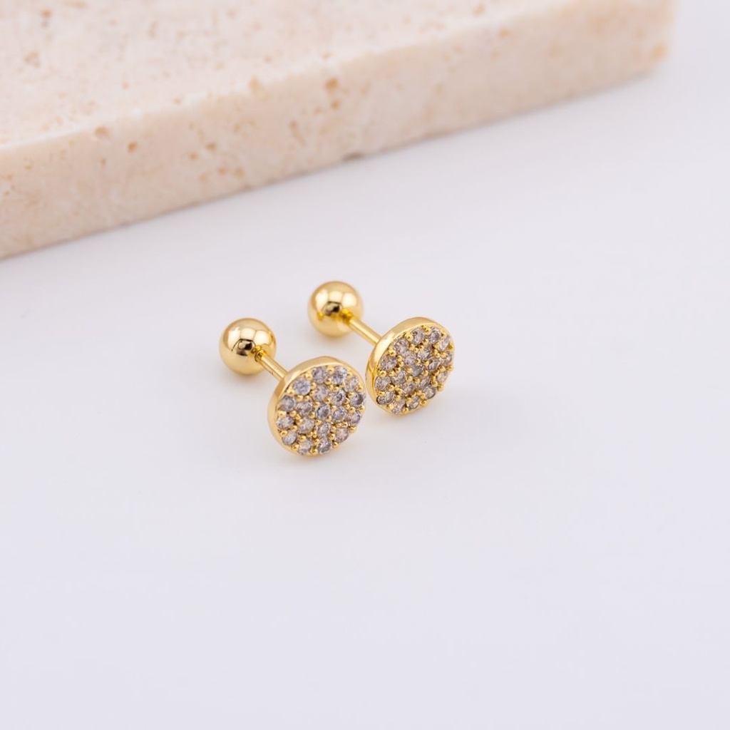 Aretes Piercing con bolita baño 18k