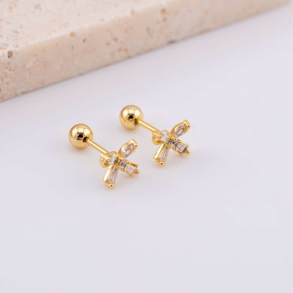Aretes CHONGO Piercing con bolita baño 18k