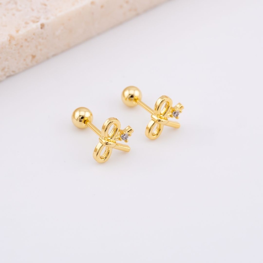 Aretes CHONGO Piercing con bolita baño 18k