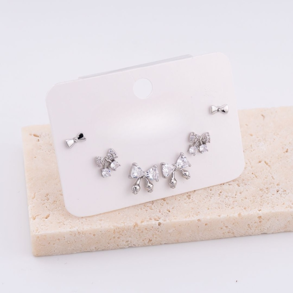 Set 3 pares de Aretes Piercing baño 18k