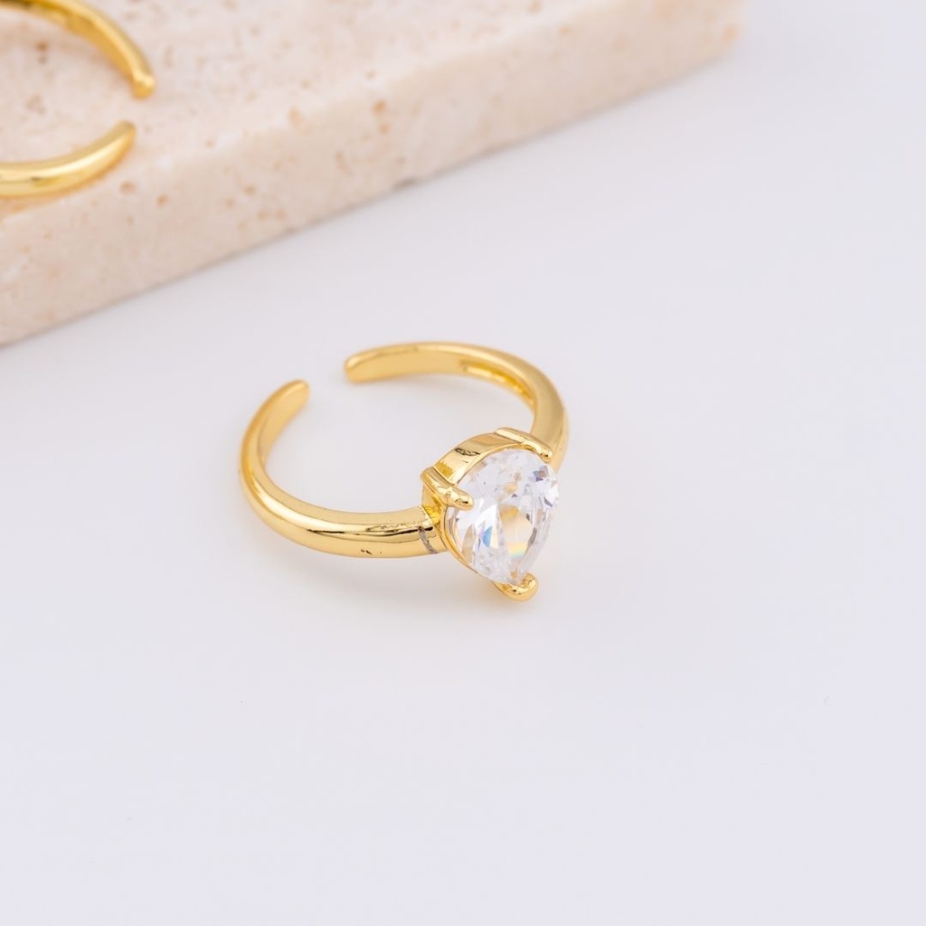 Anillo ajustable con zirconia baño 18k
