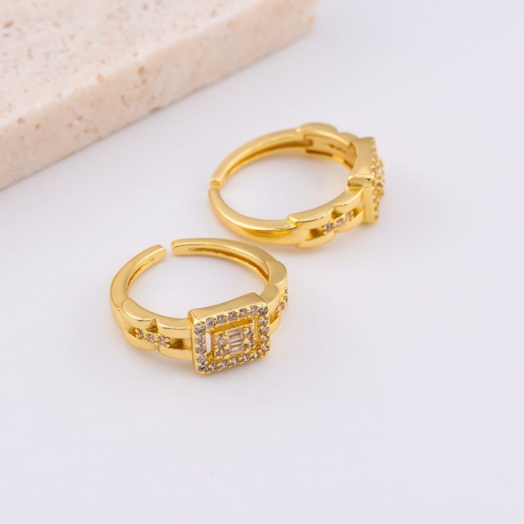 Anillo ajustable con zirconia baño 18k