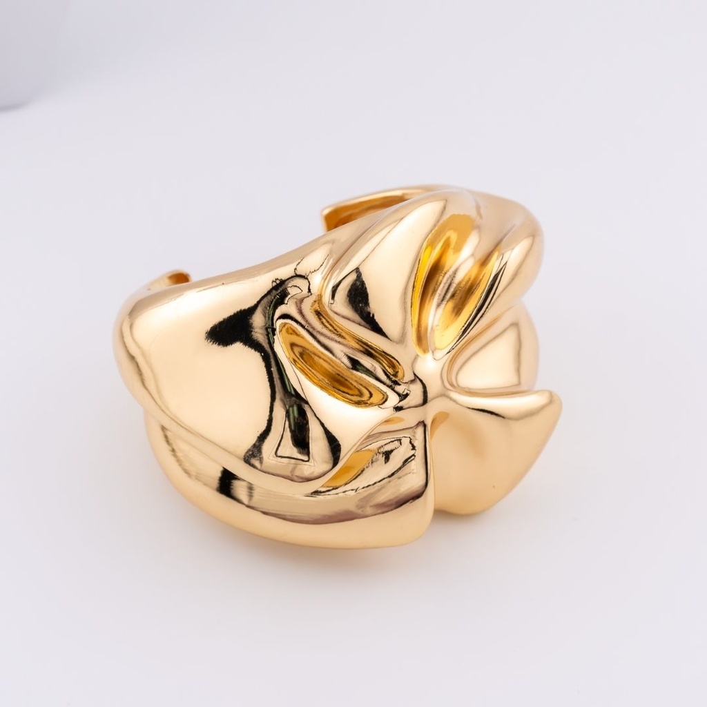 Pulsera brazalete chunky flor baño 18k