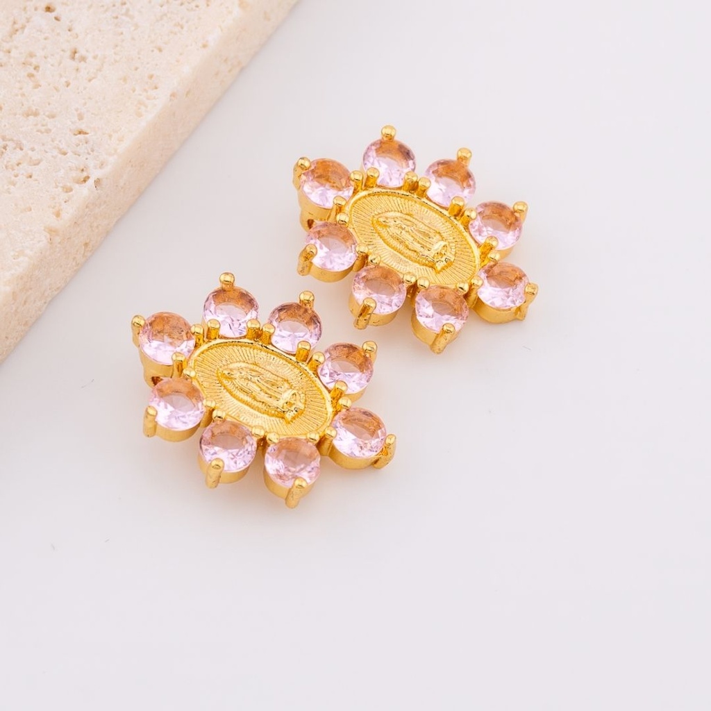 DIje virgen con zirconia religioso baño de 18k 
