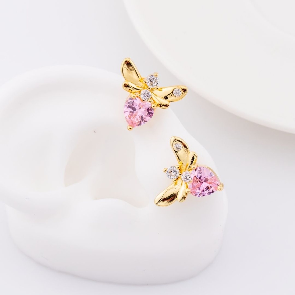 Aretes con zirconia  luciernaga baño 18k