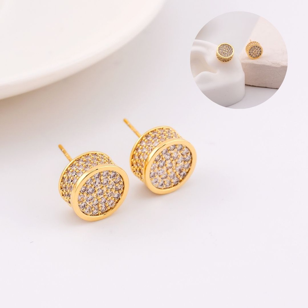 arete elegante  stud zirconias BAÑO 18K