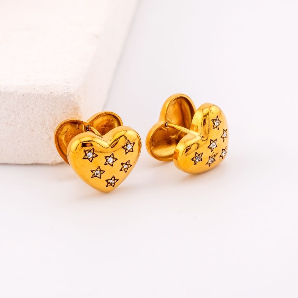 arete  hoop corazon acero inoxidable