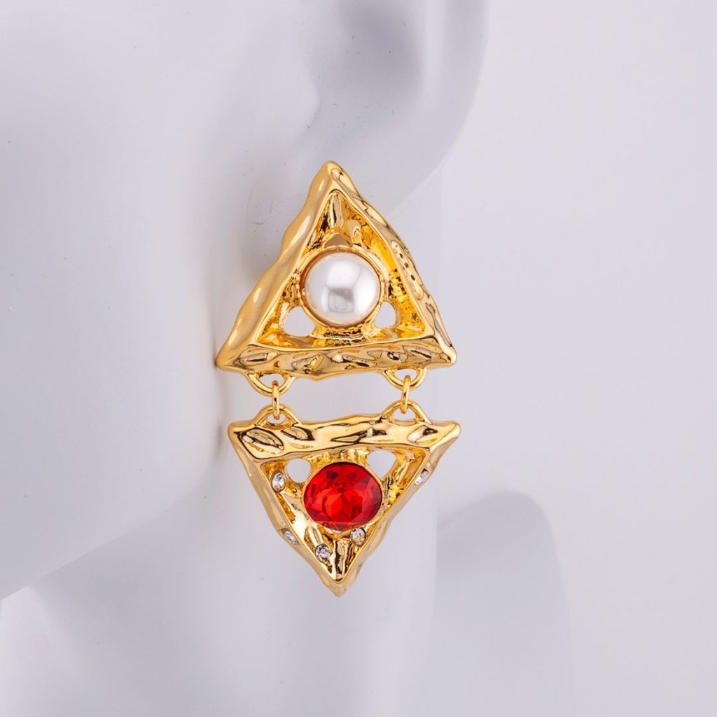 Aretes Colgantes con perlas y zirconia BAÑO 18K
