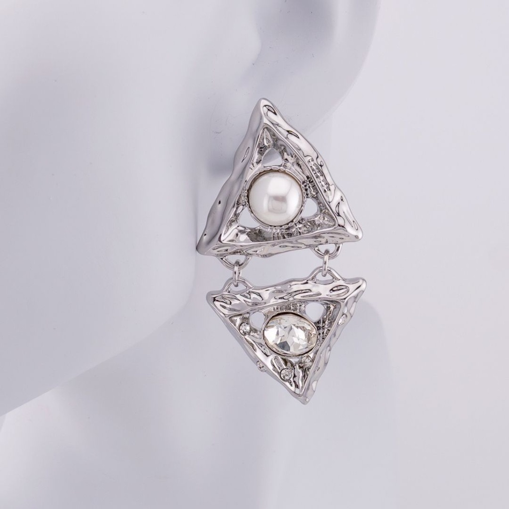 Aretes Colgantes con perlas y zirconia BAÑO 18K