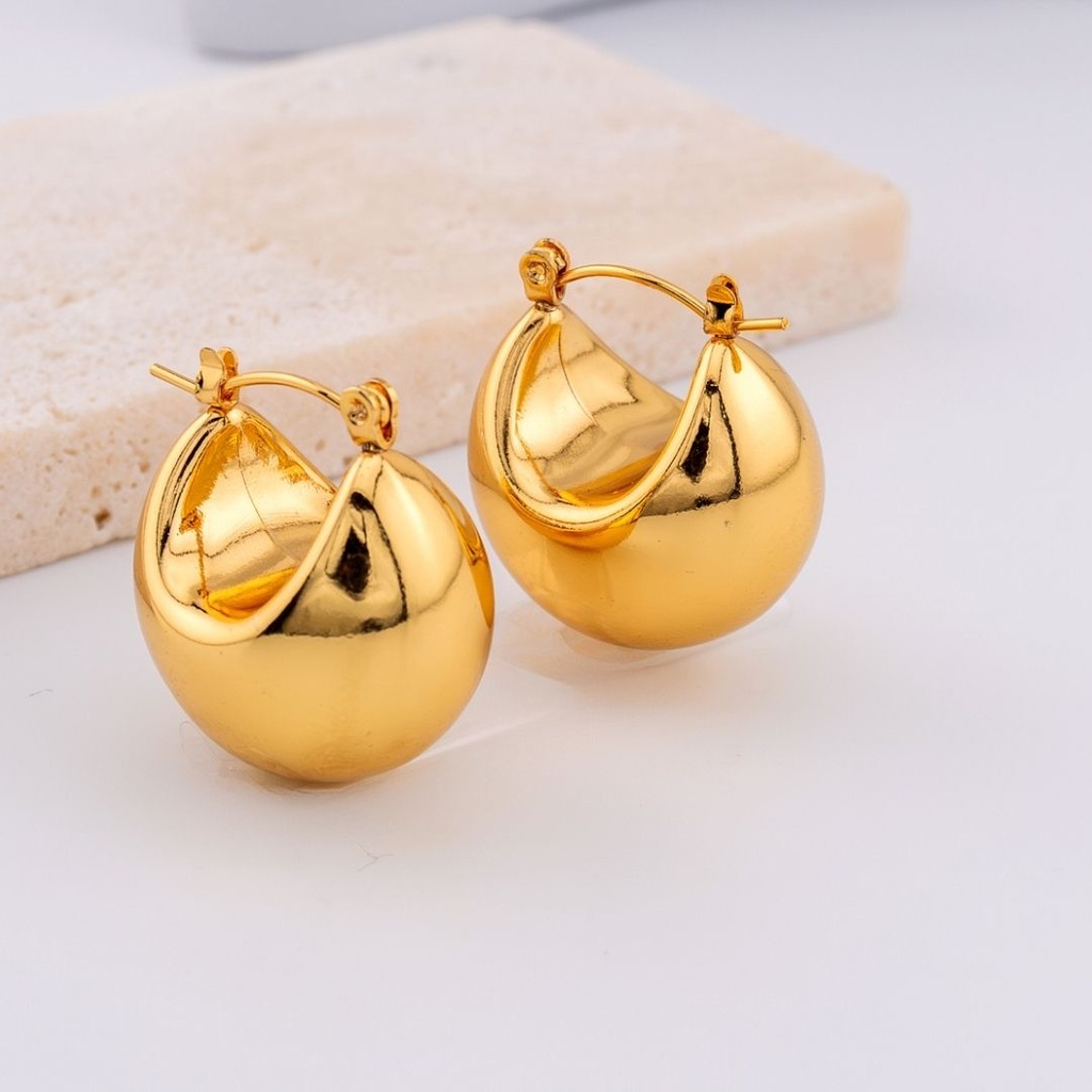 Aretes hoop en acero inoxidable baño 18k