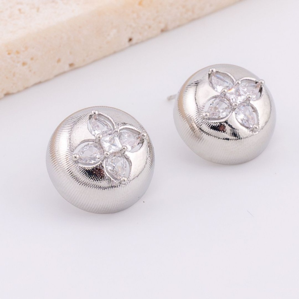 Aretes redondo con zirconia baño 18k