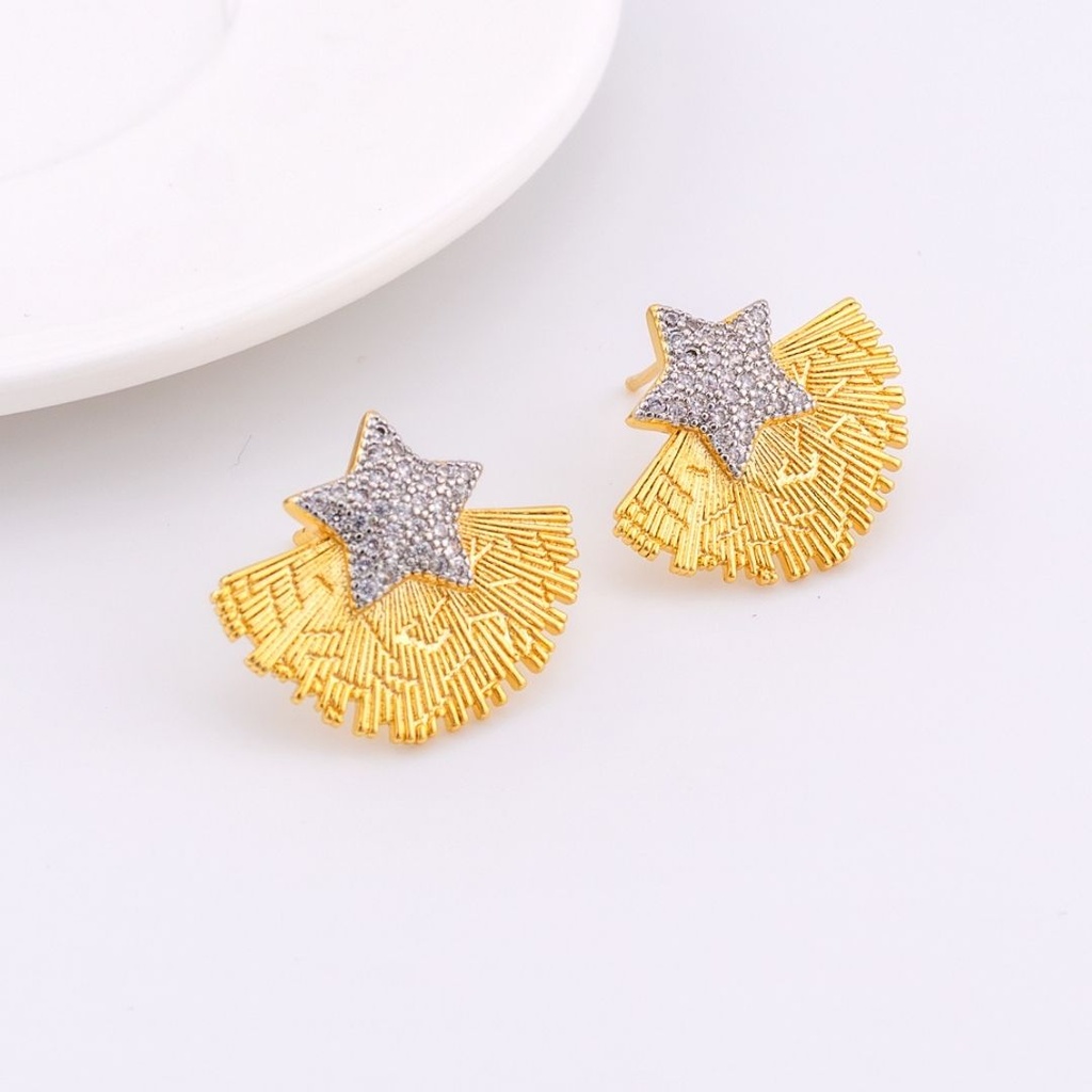 Aretes ESTRELLA DOS TONOS zirconia baño 18k