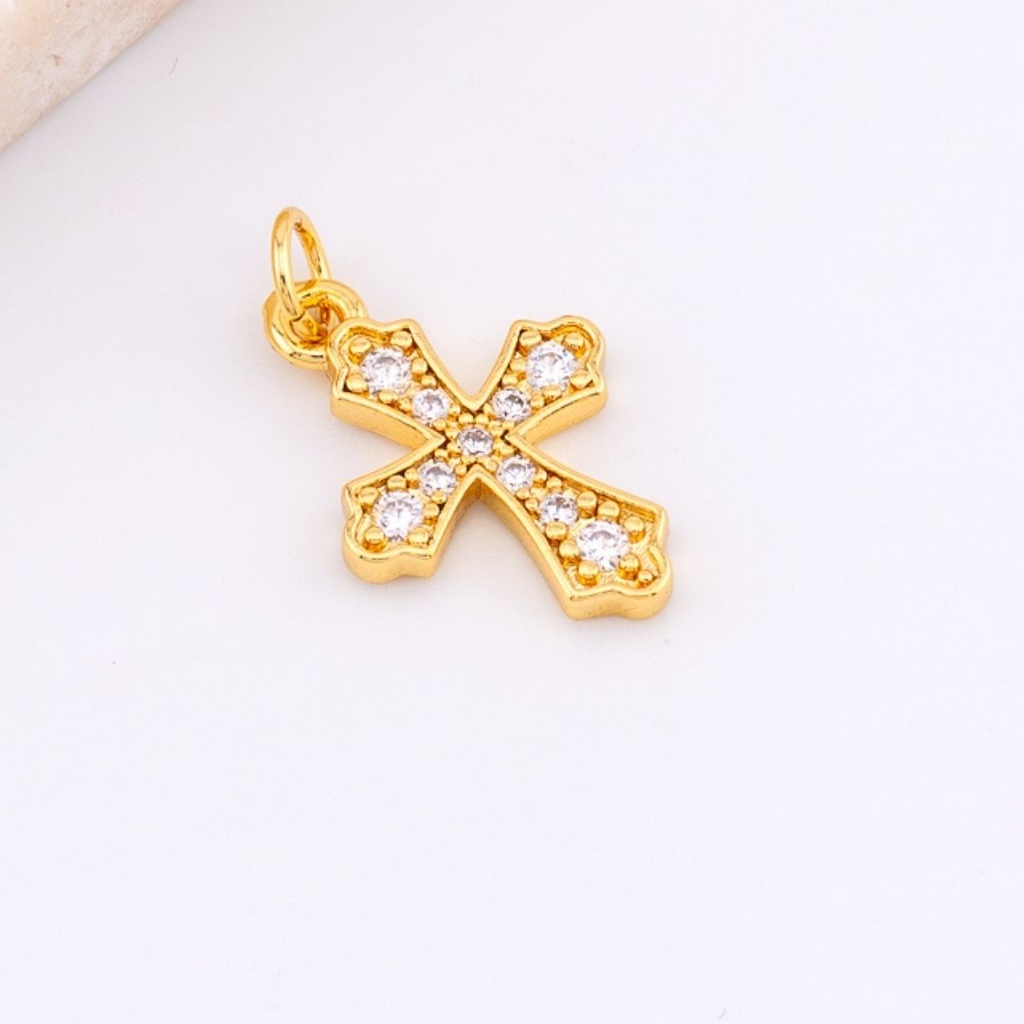 DIje cruz micropave baño de 18k