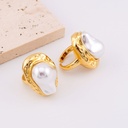 Anillo ajustable con perla barroca shell baño 18k