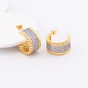 Aretes C hoops dos tonos con zirconia baño 18k