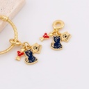 Dije charm gato familia hueso estilo pandora  baño de 18k