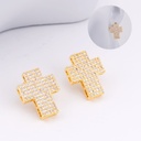 arete elegante en forma de  cruz con zirconias BAÑO 18K