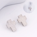 arete elegante en forma de cruz con zirconias BAÑO 18K