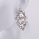 Aretes Colgantes con perlas y zirconia BAÑO 18K