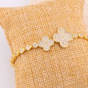 Pulsera trebol con zirconias baño 18k