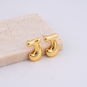 Aretes letras del abecedario baño 18k letra J