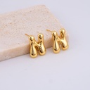 Aretes letras del abecedario baño 18k letra N