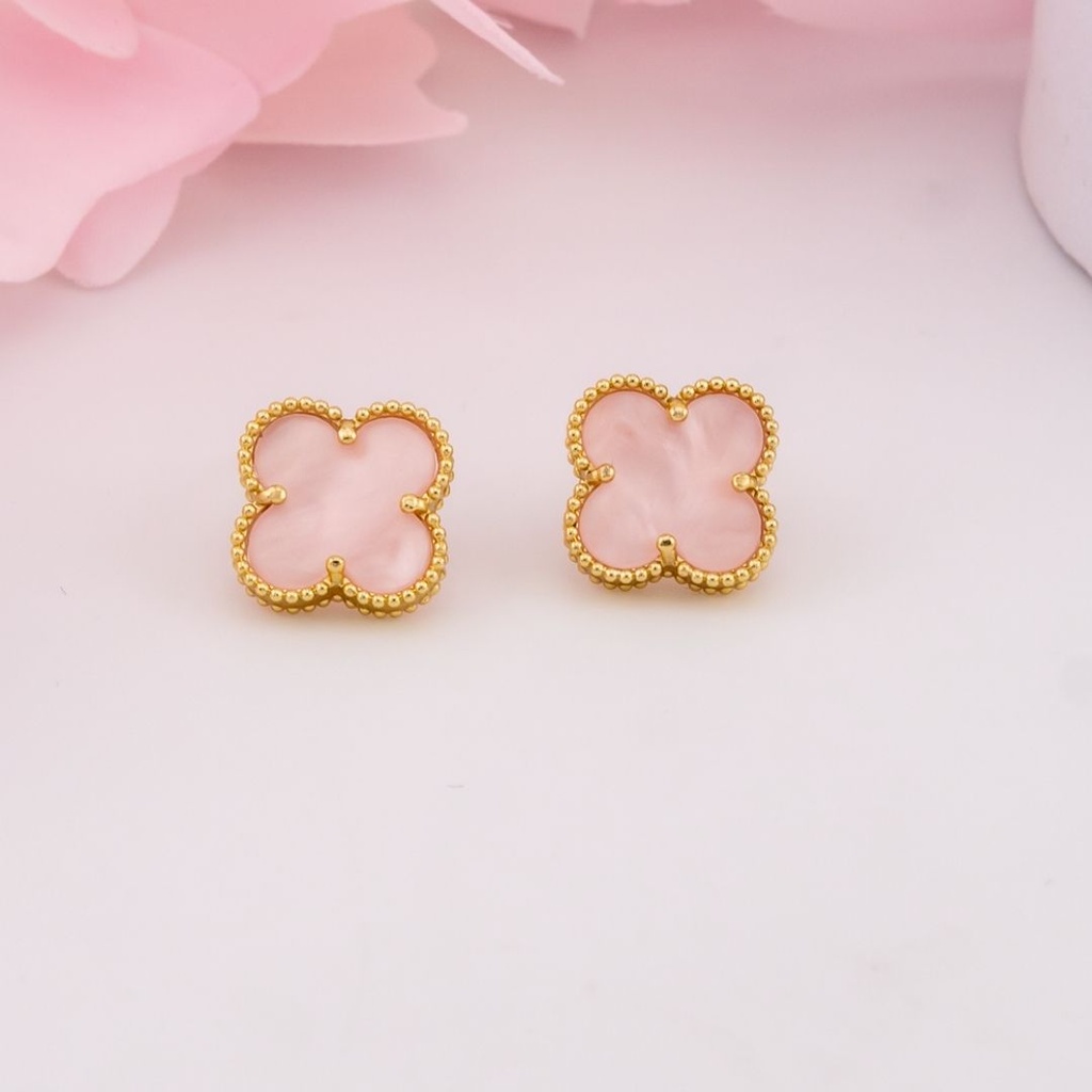 Aretes stud de trebol baño 18k rosa