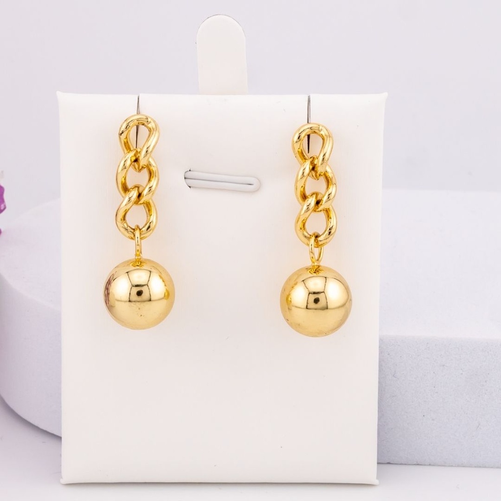 Aretes colgantes baño 18k