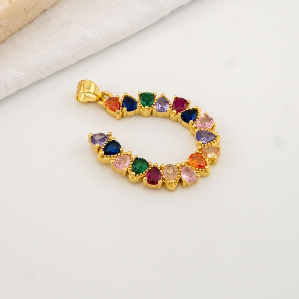 Dije con zirconias multicolor baño 18k