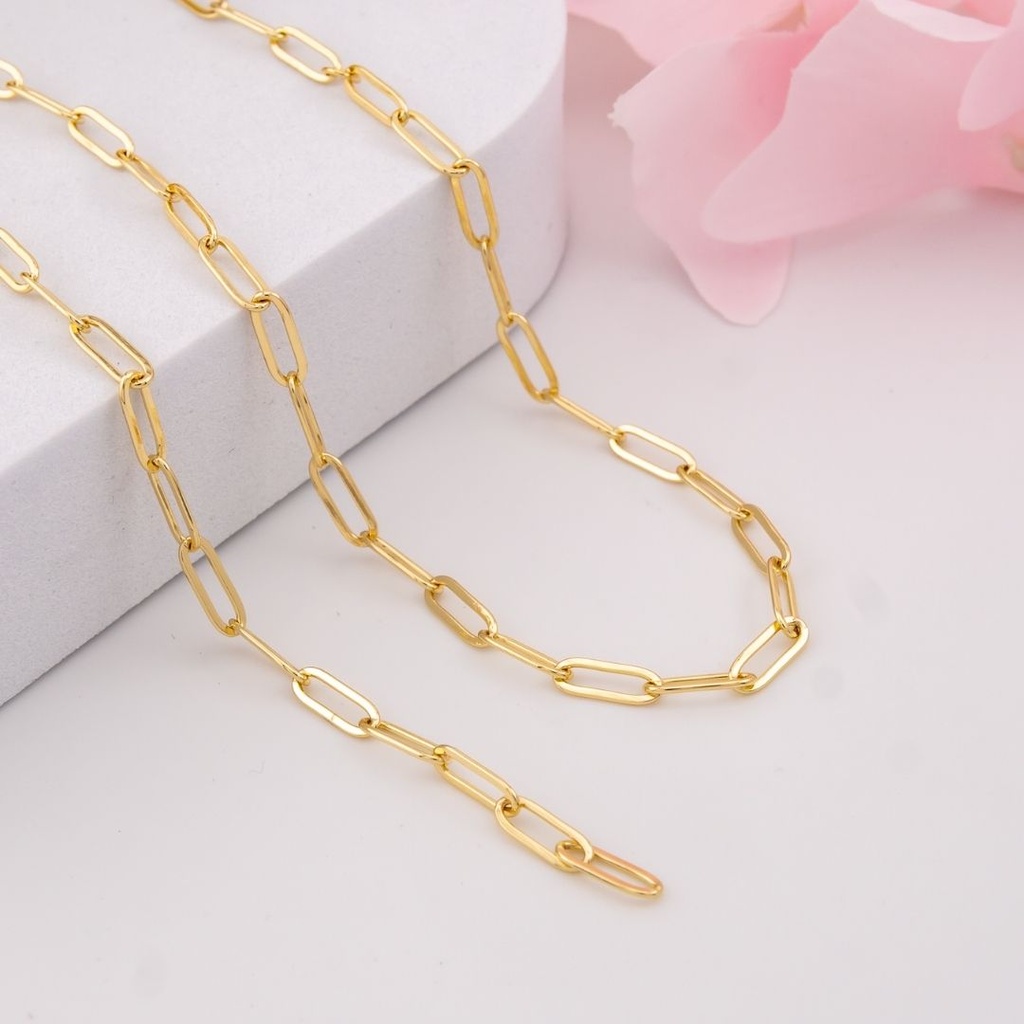 Cadena por yarda PAPER CLIP acero con baño 18k 10x3