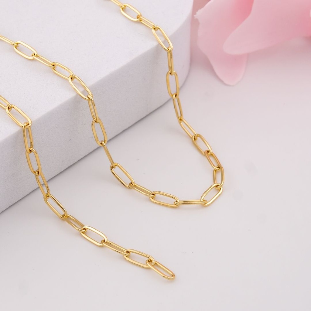 Cadena por yarda PAPER CLIP acero con baño 18k 9x3