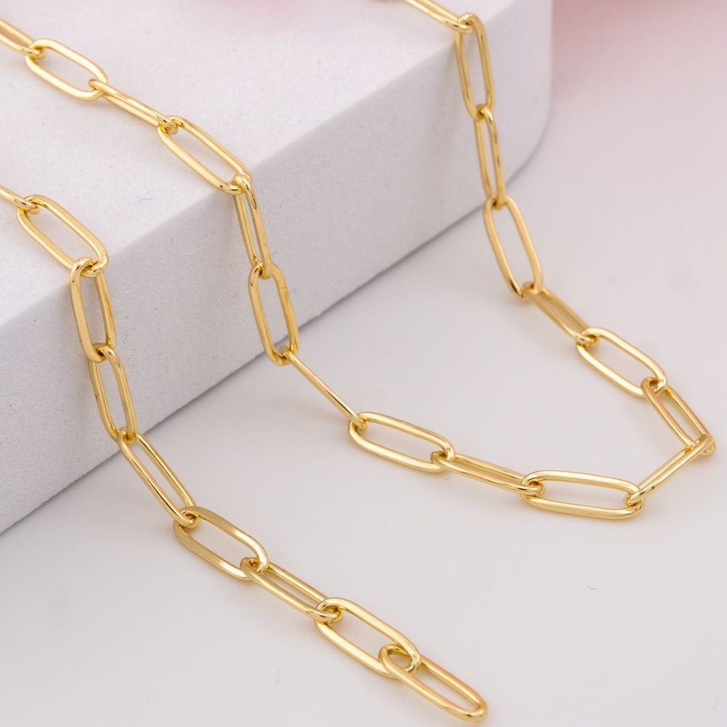 Cadena por yarda PAPER CLIP acero con baño 18k 12X4