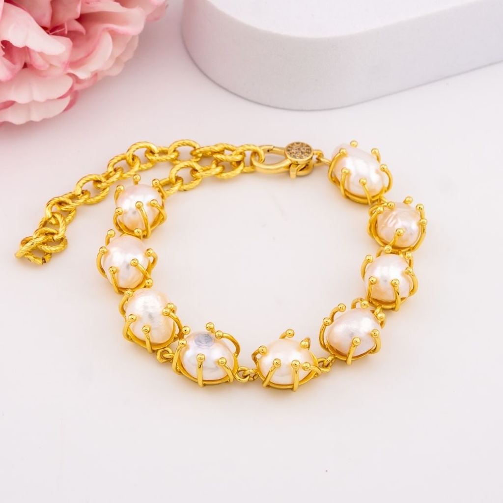 Pulsera de perlas barrocas baño 18k