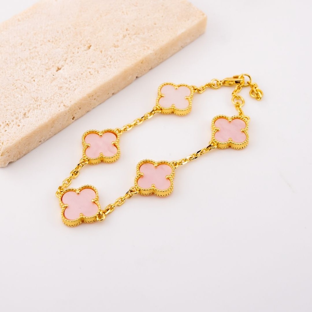 Pulsera ajustable en forma de trebol baño 18k