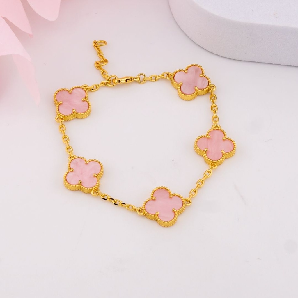 Pulsera de trebol baño 18k rosa