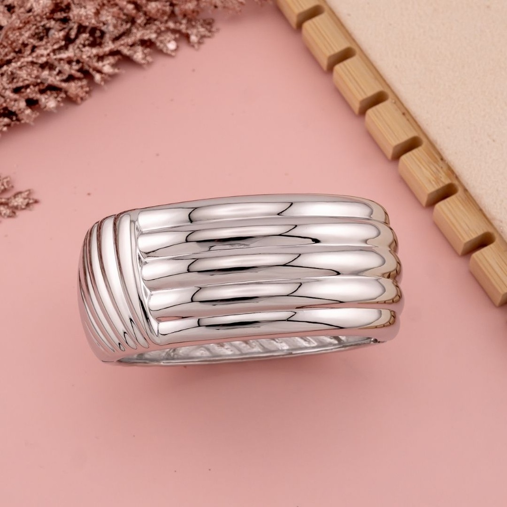 Brazalete chunky baño 18k plateada