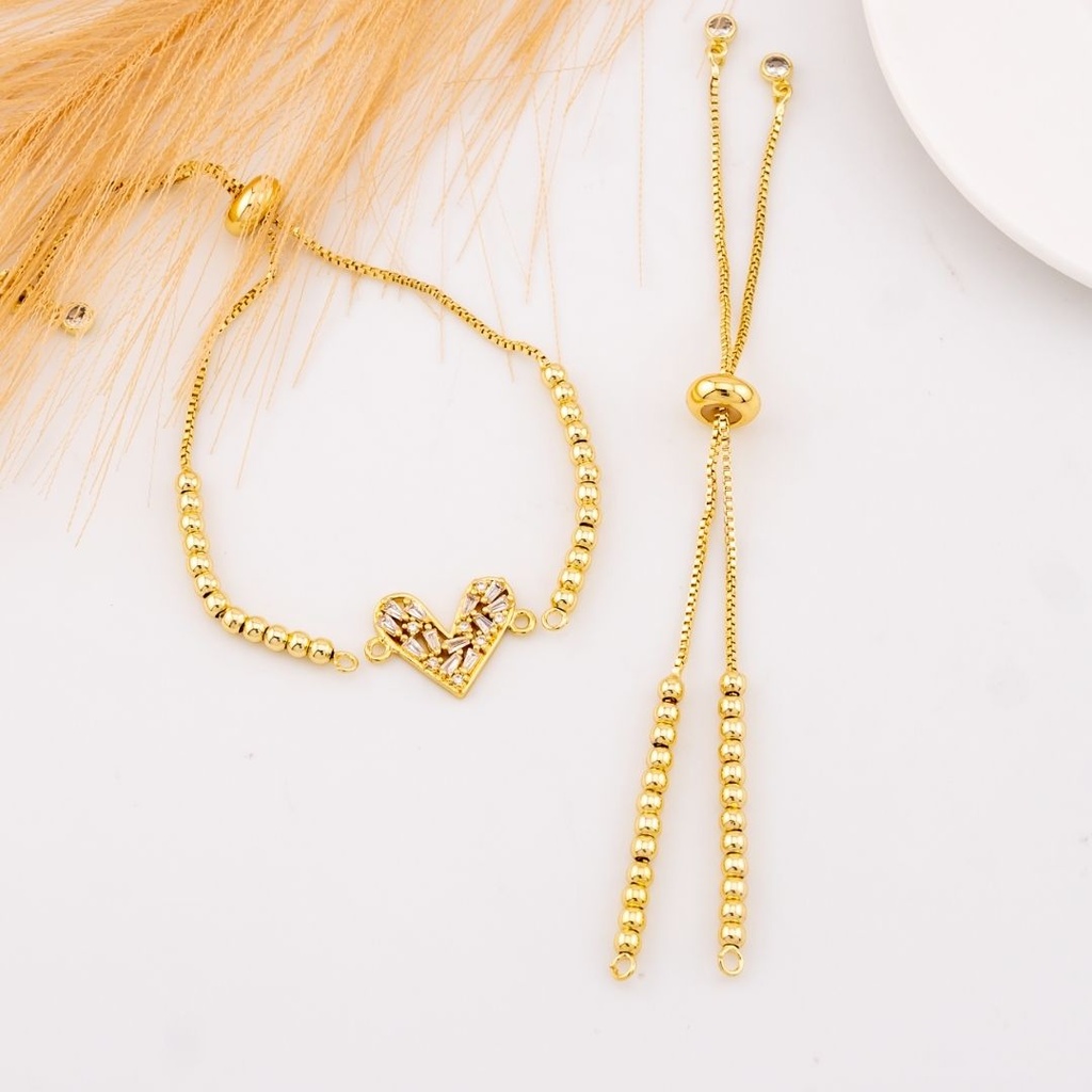 Pulsera ajustable con balines baño 18k