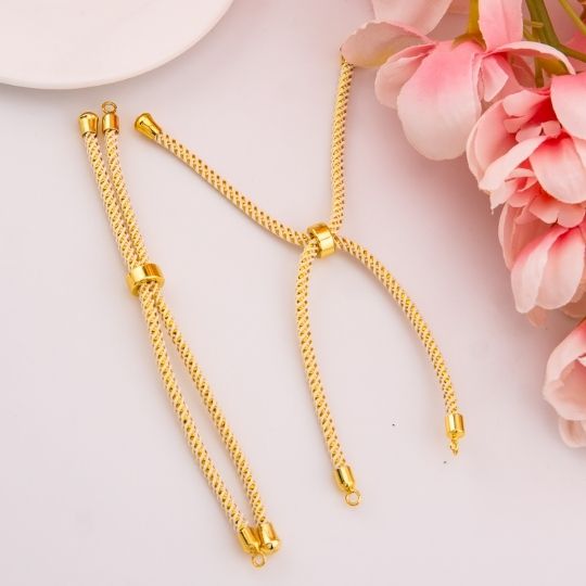 Pulsera ajustable blanca metalizada baño 18k