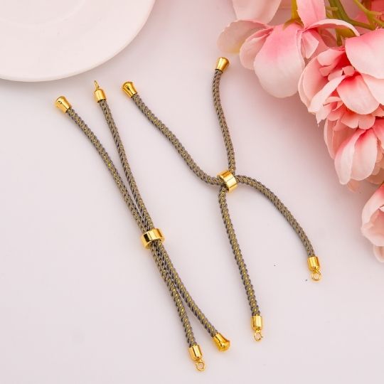 Pulsera ajustable gris metalizada baño 18k