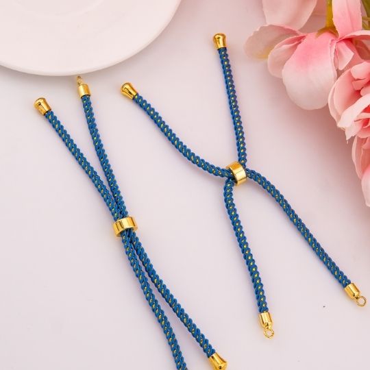 Pulsera ajustable azul metalizada baño 18k
