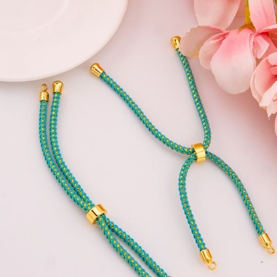 Pulsera ajustable aqua metalizado baño 18k