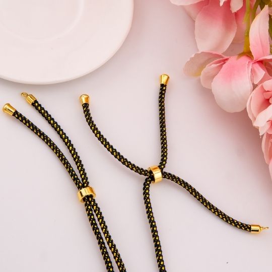 Pulsera ajustable negra metalizada baño 18k