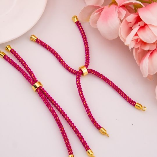 Pulsera ajustable fucsia metalizada baño 18k