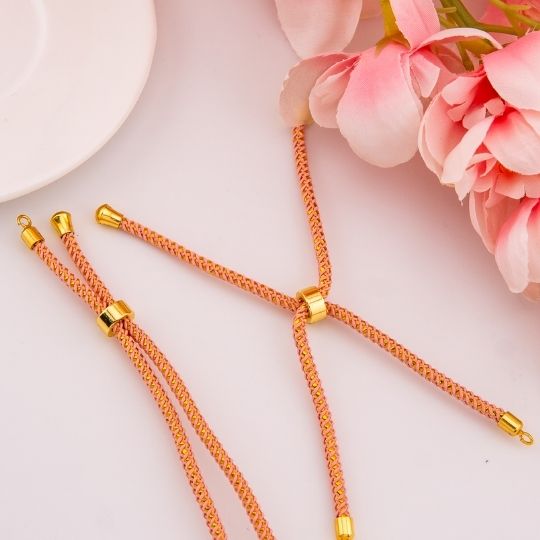 Pulsera ajustable rosada metalizada baño 18k
